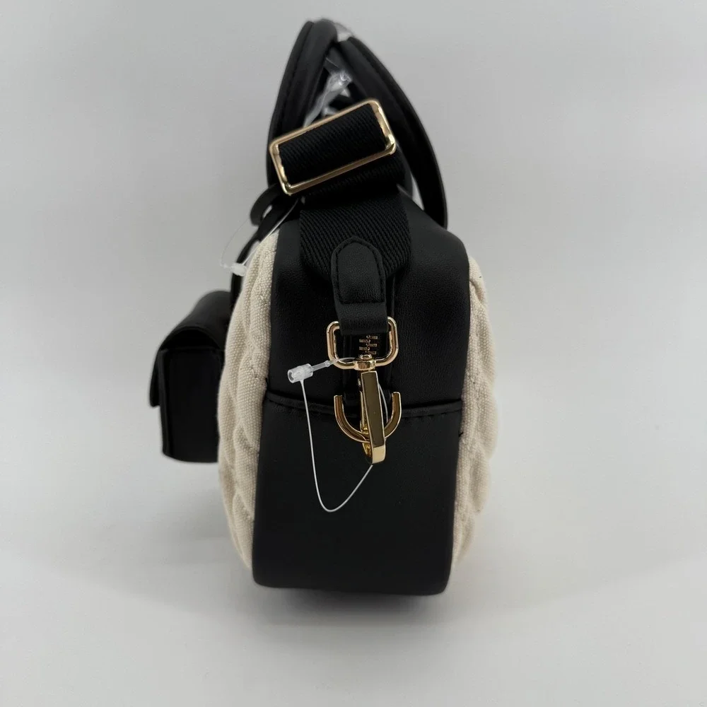 A New Day East West Satchel Handbag‎ Quilted Detachable Crossbody Strap Beige